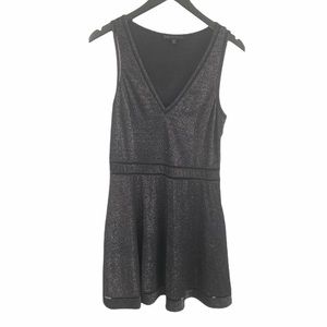 Sanctuary Lurex mini flare dress black silver Medium
